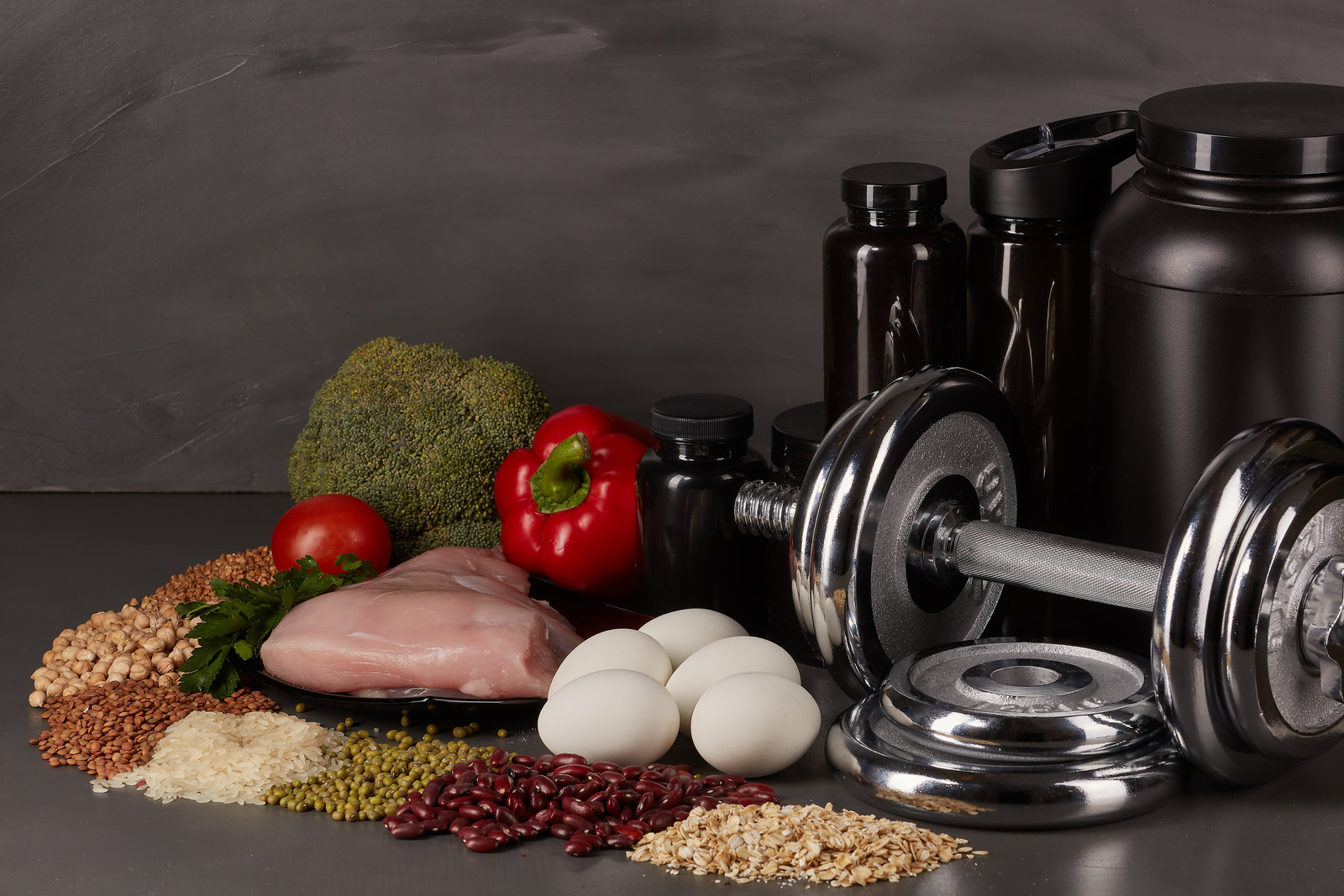 Sports nutrition and fitness equipment.